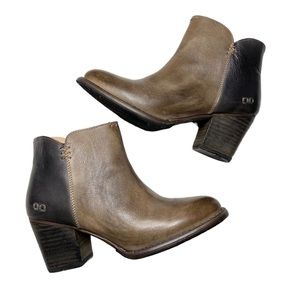 BED STU Yell Two Tone Leather Ankle Boots Brown Size 9